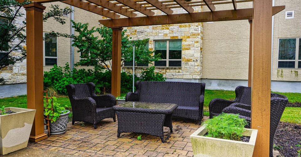 outside sitting area in the courtyard